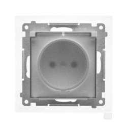 Simon 55 Gniazdo wtyczkowe do wersji IP44 z uszczelką (moduł), szybkozłącza. Klapka transparentna Aluminium mat TGZ1BCZ.01/143A