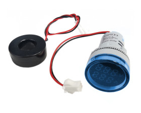 Woltomierz/amper LED 28mm 60-500V/100A AC niebieski