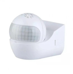 Czujnik ruchu detektor PIR okrągły 400W 180st. IP44 natynkowy biały V-TAC VT-8028-W
