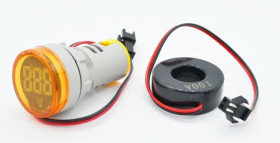 Amperomierz panelowy LED żółty, zakres 0-100A, zasilanie 230Vac