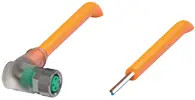 Sensor actuator cable, M8 cable socket, angled, A to open end, 3 pole, 1 m, PUR, orange, 4 A, 70137360-100005