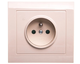 KIER Gniazdo pojedyncze z/u z przesłonami beżowe GP-1WZP/01