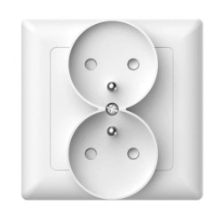 Gniazdo podtynkowe z uziemieniem podwójne, Varia, białe / 46111