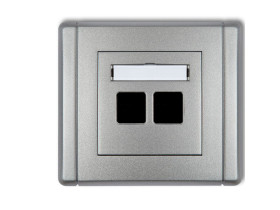 FLEXI Gniazdo multimedialne podwójne bez modułu (standard Keystone) srebrny metalik 7FGM-2P KARLIK