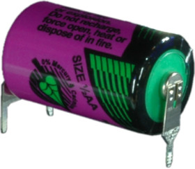 Lithium-battery, 3.6 V, 1/2R6, 1/2 AA, round cell, solder pin, 1110850800