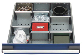 Zestaw przegródek Przód-tył, lewo-prawo Srebrny Galvanised Steel for use with 100 mm Draw, 525 w x 525 D Szafka Cubio