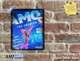 AMOS - Amiga Box Artwork on Rustic - Metal Sign