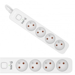 Przedłużacz elektryczny Listwa zasilająca na 4 gniazda [2P+Z] z wyłącznikiem biała 1,5m KERG