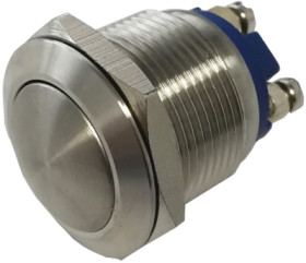 Vandal-proof pushbutton, 1 pole, silver, unlit , 2 A/36 V, mounting Ø 16 mm, IP65, PAV16NPHW0N