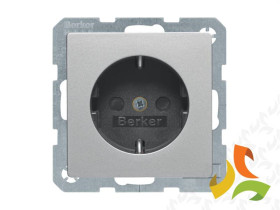 BERKER Q.1/Q.3/Q.7 Gniazdo z uziemieniem schuko z przesłonami (zaciski samozaciskowe) aluminium aksamit lakierowany 47236084 HAG
