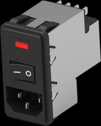 IEC inlet filter C14, 50 to 60 Hz, 10 A, 250 VAC, faston plug 4.8 mm, 8-6609107-1