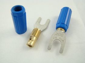 Wtyczka widełkowa WB-14 niebieska 24A;60V;44mm;RoHS