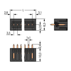 WAGO 734-140/105-604 Male MCS-MINI 10P 3.5mm Straight Solder Pins