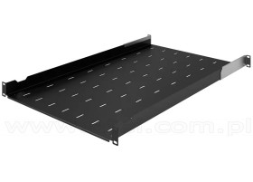 Półka do szafy 19", regulowana, 750-910 mm, 1U, czarna