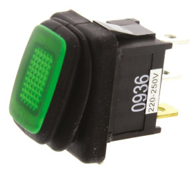 Przełącznik kołyskowy Wł.-wył. podświetlany 16 A SPST Zielony IP65 ZF