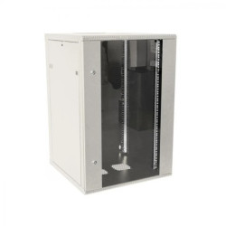 Szafa wisząca BOCK-D 19 18U/600mm +150 mm drzwi szyba otwierane boki RAL 7035 BOCKD-019-180-600-DS-S