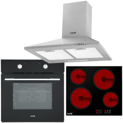 Baridi DH185 Integrated Ceramic 4 Zone Hob, Fan Electric Oven &amp; Cooker Hood