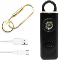 ALARM OSOBISTY 2w1 z latarką + zawieszka 130DB ładowanie USB-C czarny