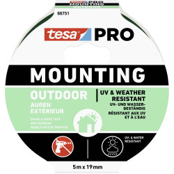 tesa 66751-00001-00 PRO Mounting Outdoor Tape 5m x 19mm UV/temp resistant