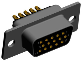 Złącze D-Sub 15-pinowe Żeński Kątowe Montaż wtykowy raster 2.286mm Złoto