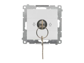 SIMON 55 Wyłącznik chwilowy żaluzjowy na kluczyk (zwierny) „I-0-II” 2 styki N/O 5A 250 V jasnoszary mat TPZK.01/114 KONTAKT SIMO