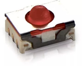 Short-stroke pushbutton, Form A (N/O), 100 mA/35 V, unlit , actuator (red, L 1.4 mm), 3.5 N, SMD, 1.14.002.001/0000