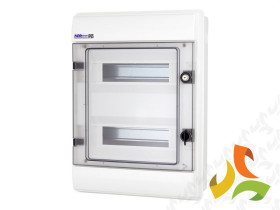 Rozdzielnica hermetyczna podtynkowa 24 modułowa 1x24M drzwi transparentne z zamkiem RHp-24/Z IP65 36.241 ELEKTRO-PLAST