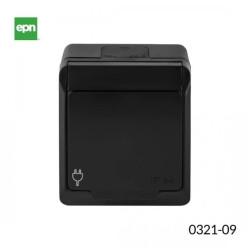 HERMES Gniazdo natynkowe pojedyncze z uziemieniem 2P+Z IP czarne 0321-09