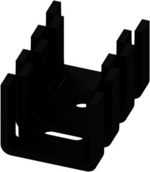 Finger shaped heatsink, (L x W x H) 28 x 18.5 x 15 mm, 17 K/W, black anodized, 10035011