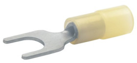 Insulated forked cable lug, 0.1-0.4 mm², AWG 28 to 21, 3.2 mm, yellow, 619C3