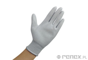 Rękawiczki ESD z warstwą antypoślizgową na całej powierzchni dłoni, szare, rozmiar XL