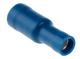 Konektor okrągły izolowany Żeński W osłonie rozmiar 2.5mm² średnica przelotu 5mm RS PRO Niebieski długość całkowita 23mm
