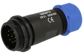 Wtyk; SP2111C/P9II-1N; 9 torów; lutowany; 0,75mm2; 7-12mm; SP21; na przewód; IP68; 5A; 500V; Weipu; RoHS; SP2111/P9II-1N