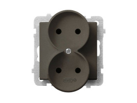 SONATA Gniazdo podwójne bez uziemienia czekoladowy metalik GP-2RR/m/40 OSPEL