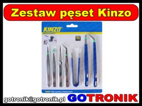Zestaw 7 sztuk pęset precyzyjnych Kinzo