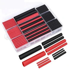 270szt. Rura termokurczliwa z podwójną ścianką i warstwą kleju, o współczynniku skurczu 3:1, średnica 3/8", 1/4", 3/16", 1/8", 3