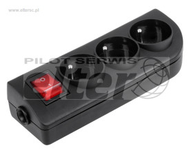 Listwa przedł. 3 gn. z uziemieniem z wył. czarna