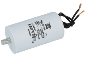 Kondensator; silnikowy (rozruchowy); CBB60 16uF/450V; 16uF; 450V AC; fi 40x70mm; z przewodami; śruba z nakrętką; Shenge; RoHS