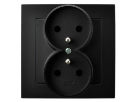 AS Gniazdo podwójne z uziemieniem kompletne z ramką czarny GP-2GZ/33 OSPEL