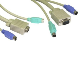 Kabel KVM, dł. 300mm - Męskie złącze KVM, męskie złącze PS2 - Męskie złącze KVM, męskie złącze PS2, kolor: Czarny, RS
