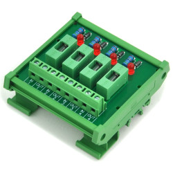 Electronics-Salon DIN Rail Mount 100~250VAC 4 Channel Fuse Interface Module, with Fuse Fail Indication.