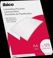 627325 Laminating pouch, A4, 2x125 mic, self-adhesive, pack of 100