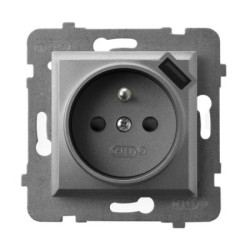Aria Gniazdo pojedyncze z uziemieniem z przesłonami torów prądowych z ładowarką USB szary mat GP-1UZPUSB/m/70