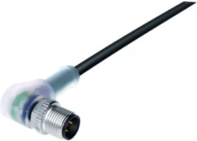 Sensor actuator cable, M12-cable plug, angled to open end, 3 pole, 5 m, PUR, black, 4 A, 77 3627 0000 50003-0500