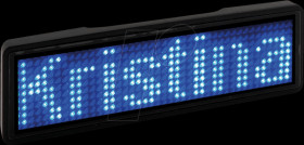 125904B LED Name Tag, 11x44 pixels, USB, black frame, blue LED