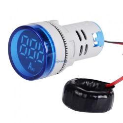 Amperomierz LED z przekładnikiem prądowym 28mm 100A AC Niebieski