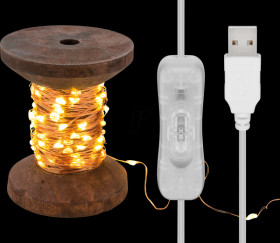 60341 LED light chain 10 mtr "yarn spool" with 100 LEDs,USB cable