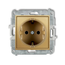 MINI Mechanizm gniazda pojedynczego z uziemieniem SCHUKO 2P+Z (przesłony torów prądowych) złoty 29MGP-1sp