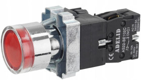 Przycisk sterowniczy podświetlany czerwony STOP z metalowym kołnierzem AS22-BW3362L