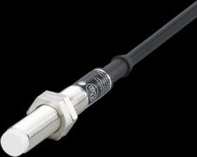 Inductive sensor, brass white bronze-coated, flush mounting M12, not flush, 1 Form A (N/O), 200 mA, IF0027